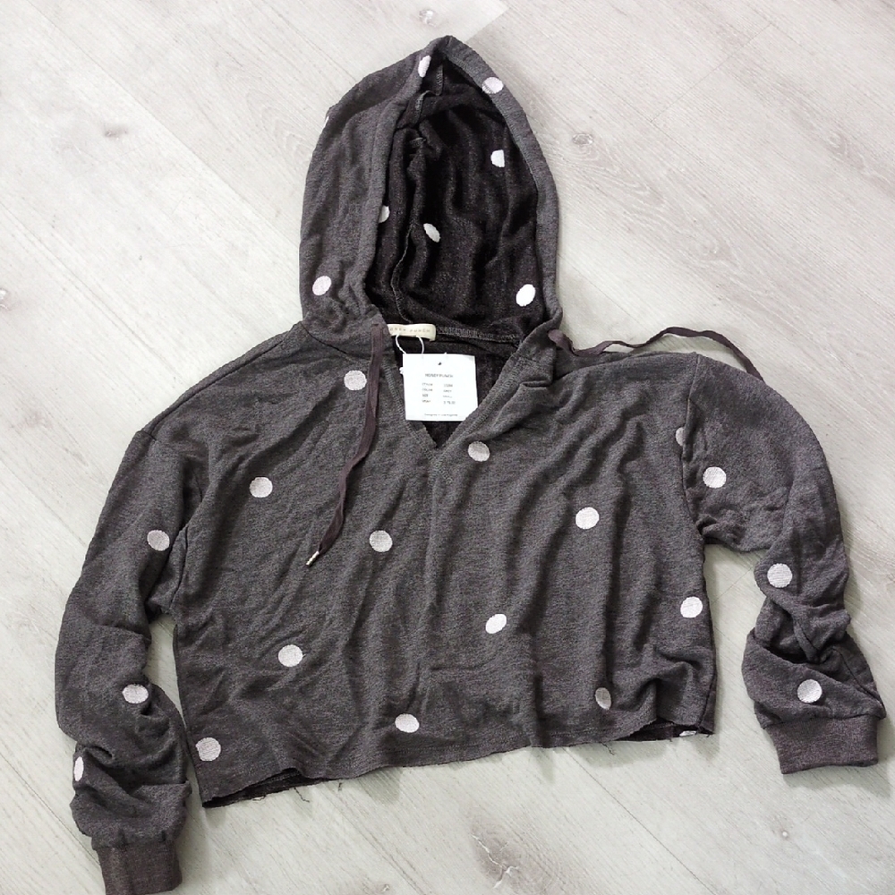 Gray Polka Dot Hoodie